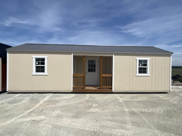 Full frontal image of shed to show porch